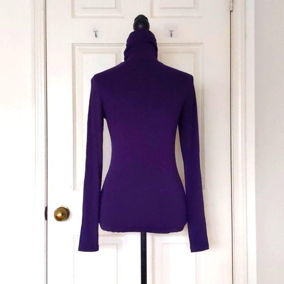 NWOT. H&M Rayon and Spandex Dark Purple Long Sleeve Turtleneck Top. - Picture 2 of 4